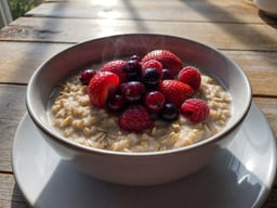Porridge avoine, fruits rouges et amandes