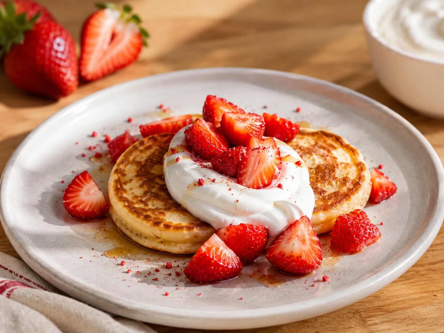 Pancakes protéinés fraises & fromage blanc