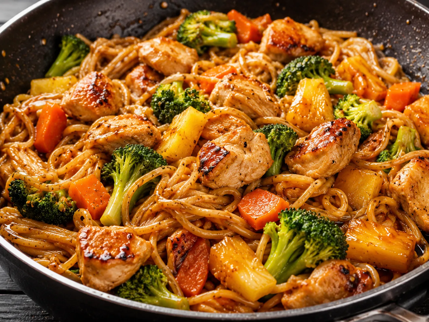Pasta poulet teriyaki, ananas & brocolis